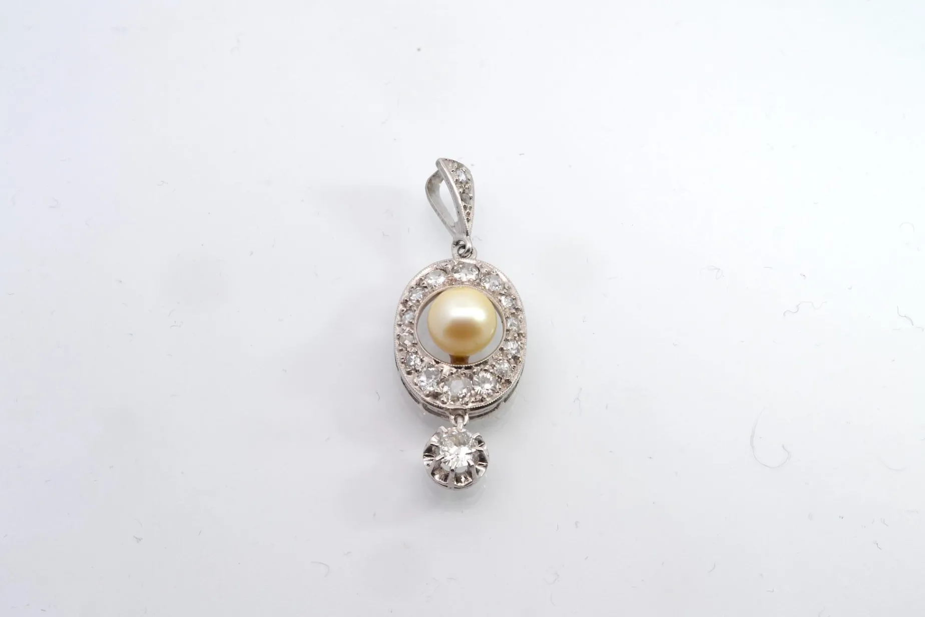 Bottazzi Blondeel Pendentif ancien diamants et perle Flash Sale